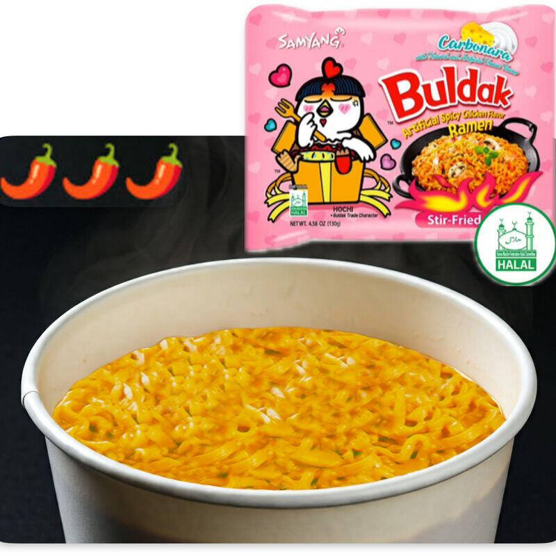 Carbonara Buldak (Stir-Fried) (Spicy Level: ***)